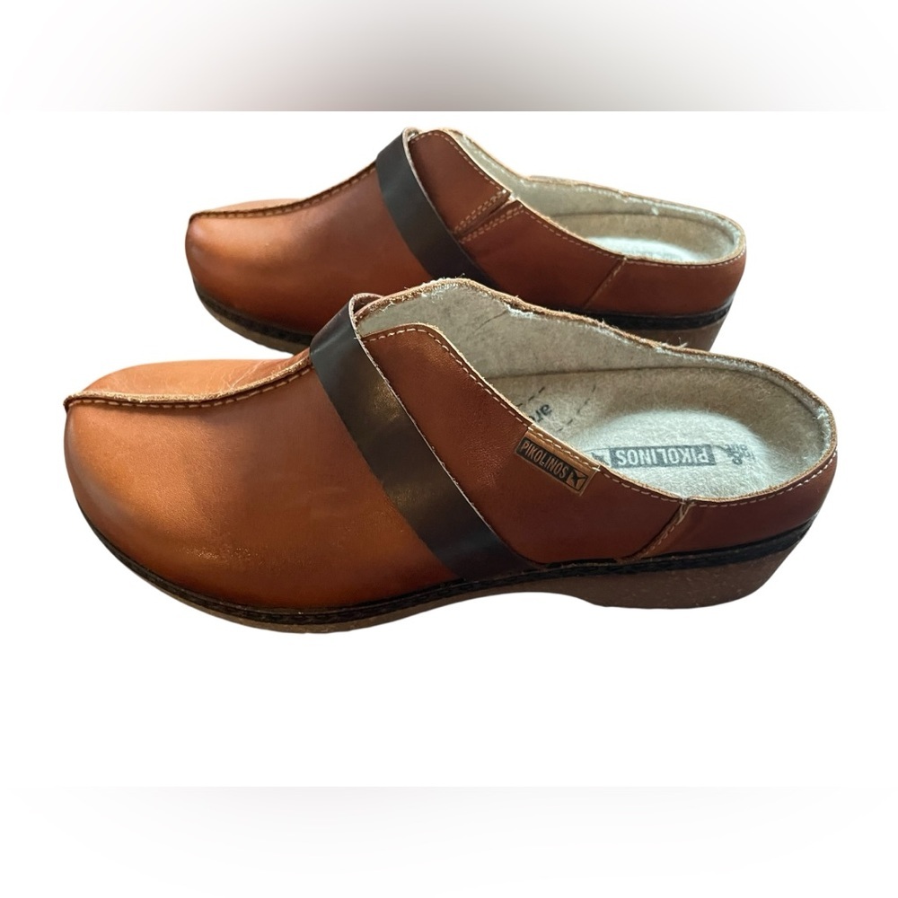 Pikolinos Women’s Granada Leather Clogs Brandy 38 US 7.5-8 Comfort Walking Brown - Picture 13 of 16